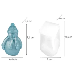 Silikonform Schneemann, Größe Figur: 9,6cm x 6,4cm x 5,2cm