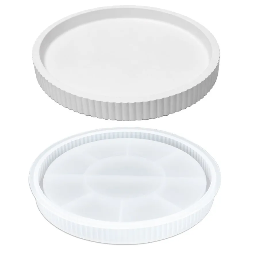 Silikonform, Tablett mit Rillen, Ø22,5cm, 2,6cm hoch, transluzent, lebensmittelecht