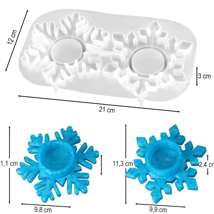 Silikonform Teelichthalter Eiskristalle, 21cm x 12cm x 3cm, lebensmittelecht