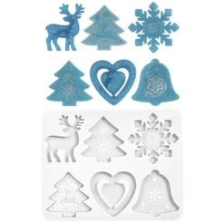 Silikonform Weihnachtliche Formen 2, 6 verschiedene Formen