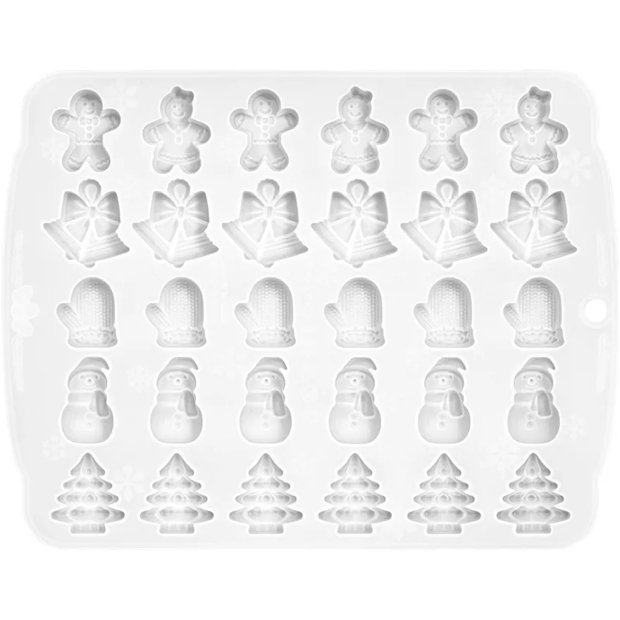 Silikonform Weihnachtliche Formen 1, 6 verschiedene Designs, 30 Formen