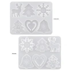Silikonform, Weihnachtliche Formen 2, 16,1cm x 1cm x 12,6cm, 6 Designs, lebensmittelecht