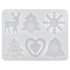 Silikonform, Weihnachtliche Formen 2, 16,1cm x 1cm x 12,6cm, 6 Designs, lebensmittelecht