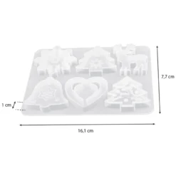 Silikonform, Weihnachtliche Formen 2, 16,1cm x 1cm x 12,6cm, 6 Designs, lebensmittelecht