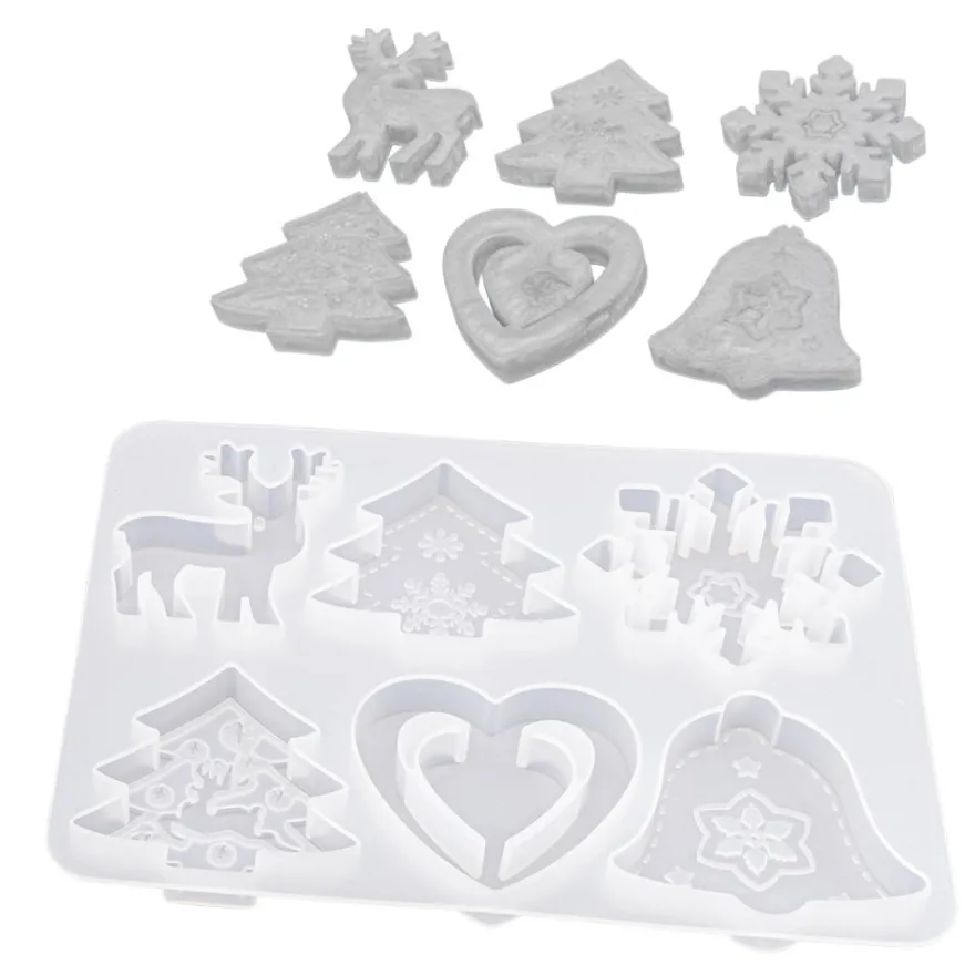 Silikonform, Weihnachtliche Formen 2, 16,1cm x 1cm x 12,6cm, 6 Designs, lebensmittelecht
