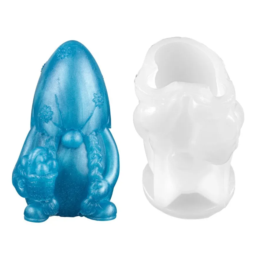 Silikonform Wichtel mit Ei, 8,5cm x 5,5cm x 5,6cm