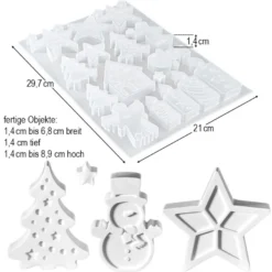 Silikonform Winter/Weihnachten, DIN A4, verschiedene Designs, lebensmittelecht
