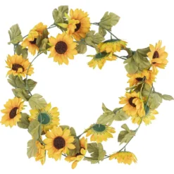 Sonnenblumen-Girlande, 2,20m lang, Sonnenblumenblüten: Ø8cm