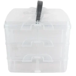 Sortier- & Aufbewahrungsbox mit Tragegriff, 16,5cm x 15,5cm x 13cm, 18 Fächer