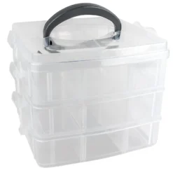 Sortier- & Aufbewahrungsbox mit Tragegriff, 16,5cm x 15,5cm x 13cm, 18 Fächer