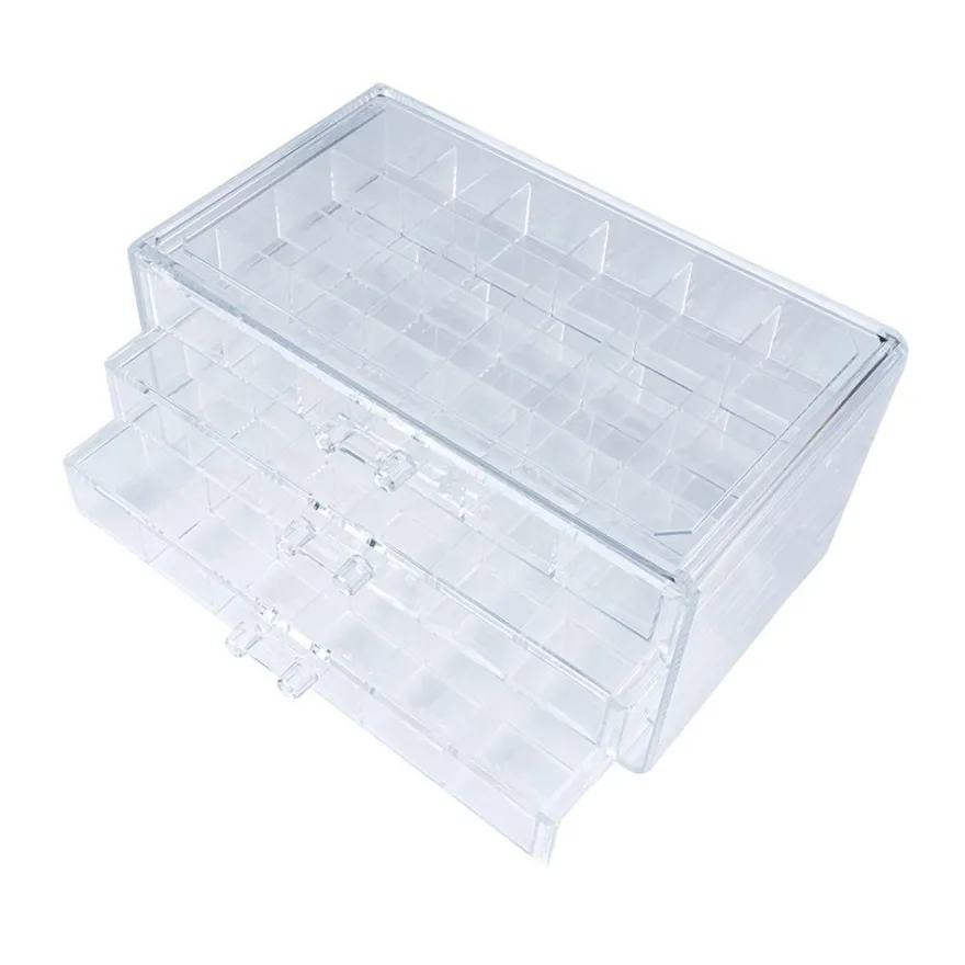 Sortier-/Aufbewahrungsbox mit 3 Schubladen, 72 Fächer, transparent