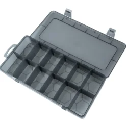 Sortierbox mit 12 Fächern, 26cm x 13,5cm x 4,3cm, 12 Fächer à 5,7cm x 4cm, schwarz transluzent