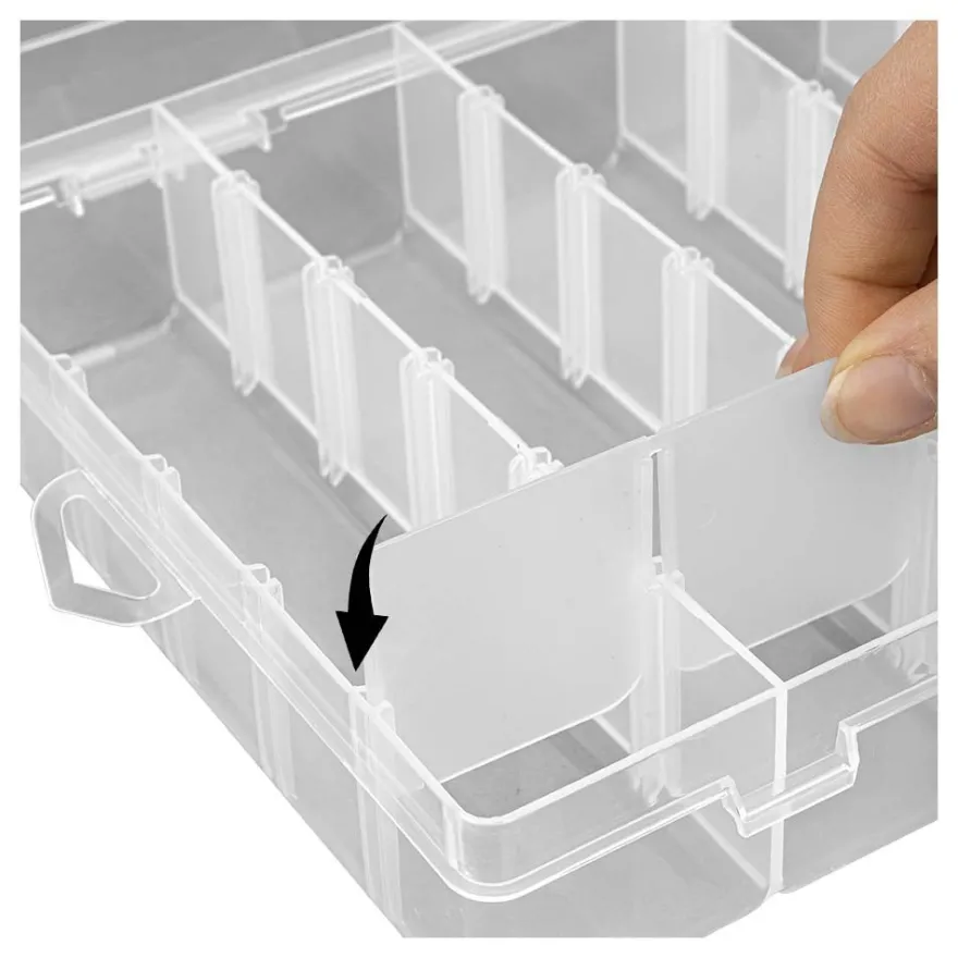 Sortierbox mit 36 Fächern, 27,2cm x 17,5cm x 4,5cm, 36 Fächer à 4,3cm x 2,7cm, transparent