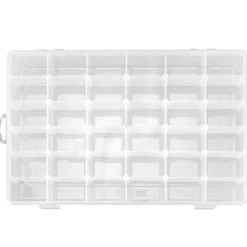 Sortierbox mit 36 Fächern, 27,2cm x 17,5cm x 4,5cm, 36 Fächer à 4,3cm x 2,7cm, transparent
