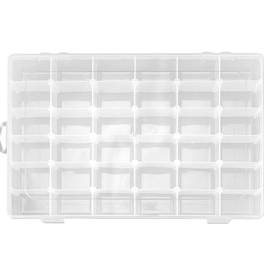 Sortierbox mit 36 Fächern, 27,2cm x 17,5cm x 4,5cm, 36 Fächer à 4,3cm x 2,7cm, transparent