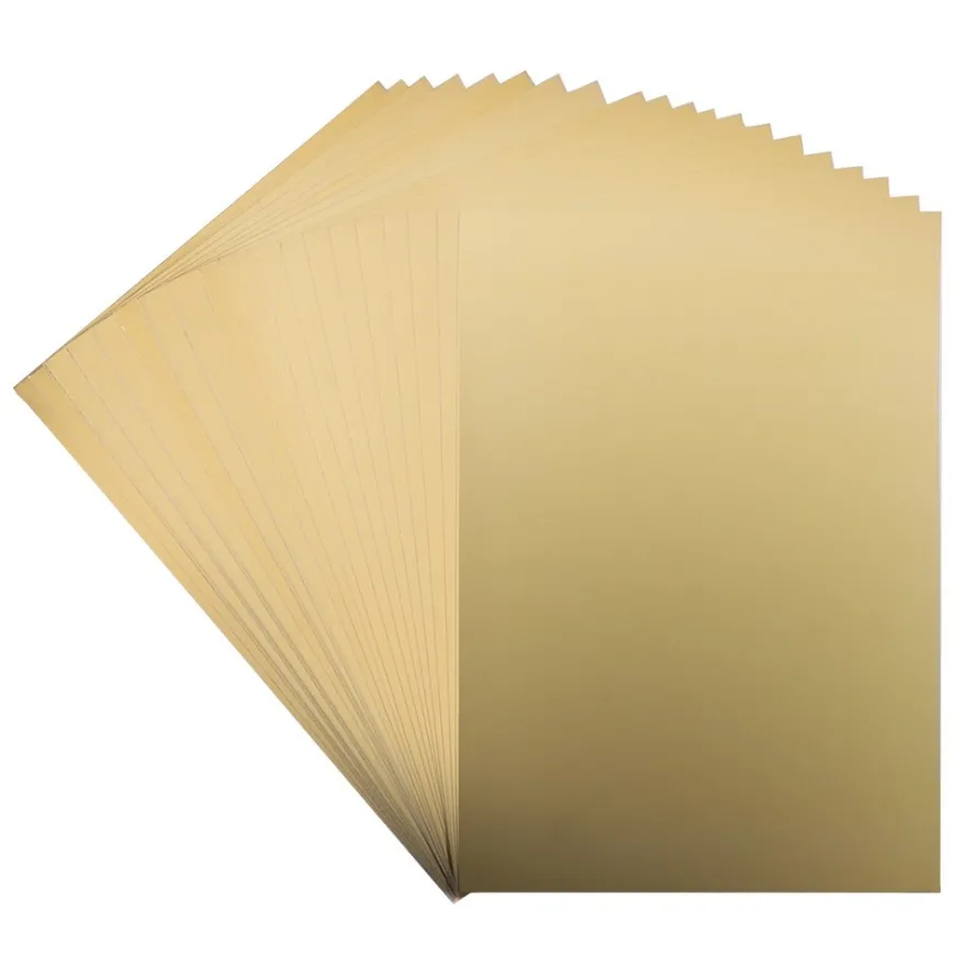 Spiegel-Karton, DIN A4, selbstklebend, 200 g/m², hellgold, 20 Bogen