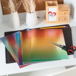 Spiegelkarton, Farbverlauf, DIN A4, selbstklebend, 200g/m², 2x 10 Designs, 20 Bogen