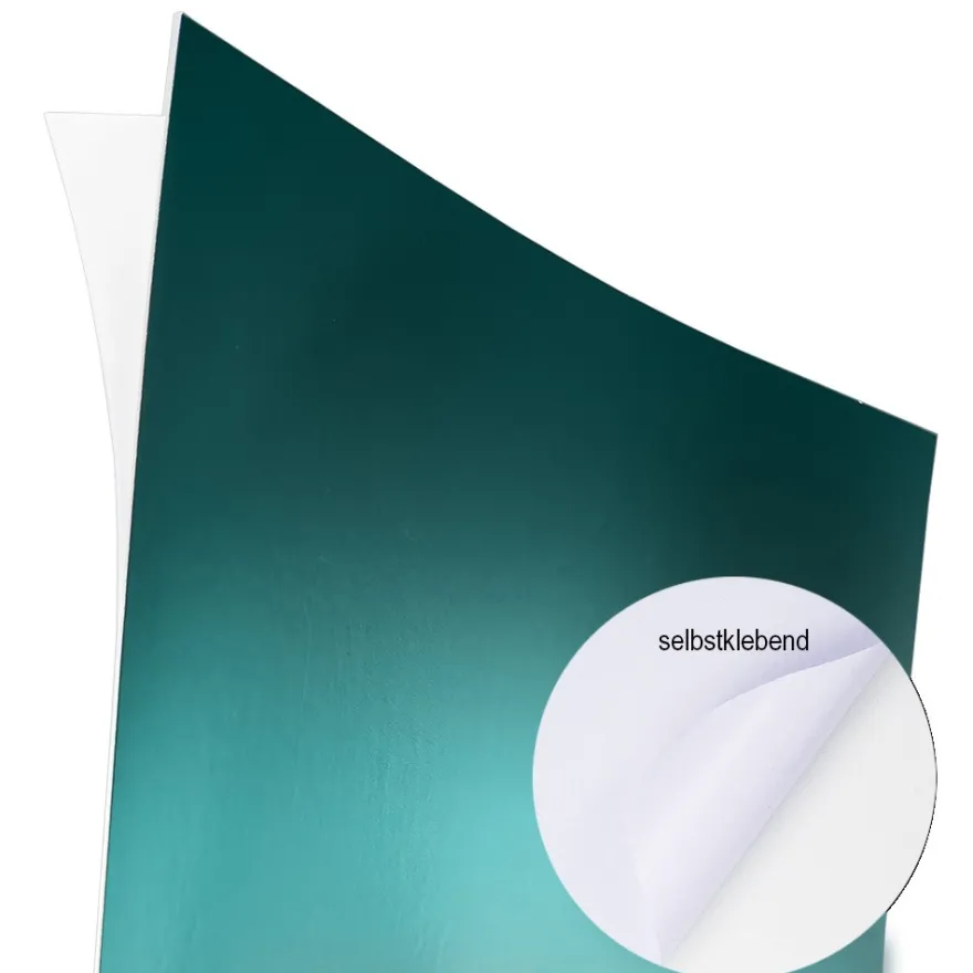 Spiegelkarton, selbstklebend, DIN A4, 200g/m², verschiedene Farben, weiße Rückseite, 20 Bogen