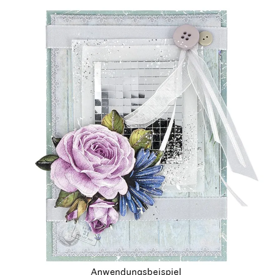 Spiegel-Mosaik-Sticker, 9,7cm x 29,6cm, selbstklebend, silber