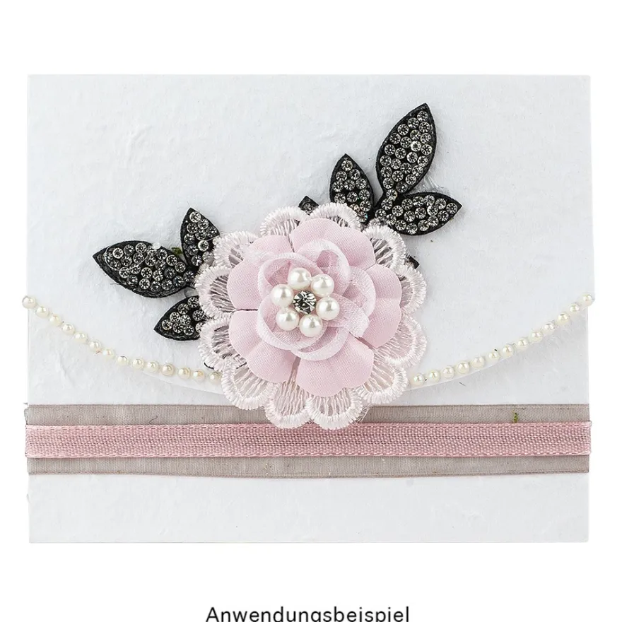 Spitzen-Blüten, mit Perlen, Ø 5cm, rosa, 10 Stück