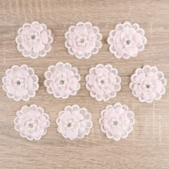 Spitzen-Blüten, mit Perlen, Ø 5cm, rosa, 10 Stück