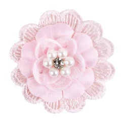 Spitzen-Blüten, mit Perlen, Ø 5cm, rosa, 10 Stück