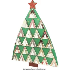 Stanzbogen Adventskalender, Tannen-Geschenkboxen, DIN A4, 24 Stück