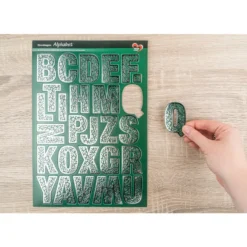 Stanzbogen, Alphabet, DIN A4, 5 verschiedene Farben, silberne Folienveredelung, 10 Bogen