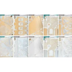 Stanzbogen, DIN A4, 300 g/m², 5 versch. Bogen, Folienveredelung Gold & Silber, 10 Bogen