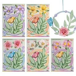 Stanzbogen, Fensterschmuck Blütenringe, DIN A4, 800 g/m², 5 Designs, 5 Bogen
