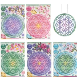 Stanzbogen, Fensterschmuck, Blume des Lebens, DIN A4, 800g/m², 5 Designs, 5 Bogen