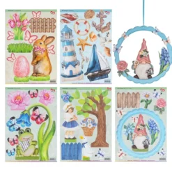 Stanzbogen, Frühjahr & Sommer, DIN A4, 800 g/m², 5 Designs, 5 Bogen