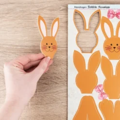 Stanzbogen, Fröhliche Hasenköpfe, DIN A4, 800g/m², 5 Bogen