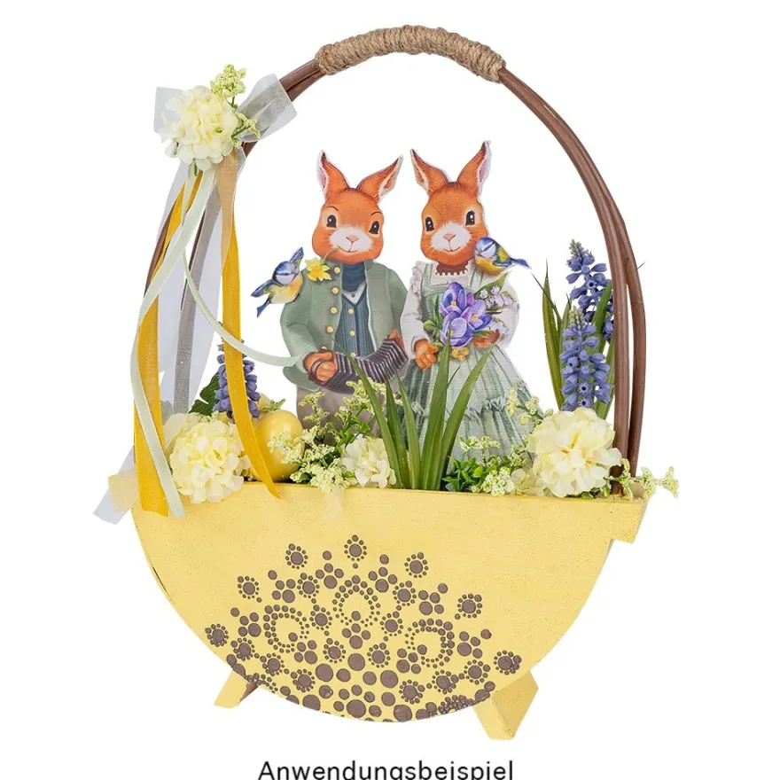 Stanzbogen, Hasenpaare, DIN A4, 800g/m², 5 Farben, 5 Bogen