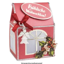 Stanzbogen, Haus-Box, DIN A4, 250 g/m², 3 verschiedene Farben, goldene Folienveredelung, 10 Bogen