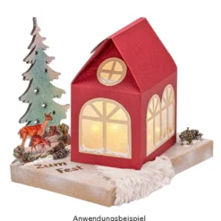 Stanzbogen, Haus-Box, DIN A4, 250 g/m², 3 verschiedene Farben, goldene Folienveredelung, 10 Bogen