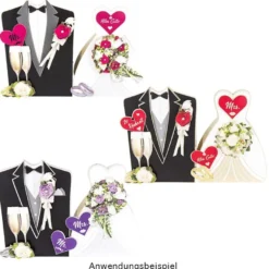Stanzbogen, Hochzeits-Geschenkboxen, DIN A4, 6 verschiedene Designs, 10 Stück
