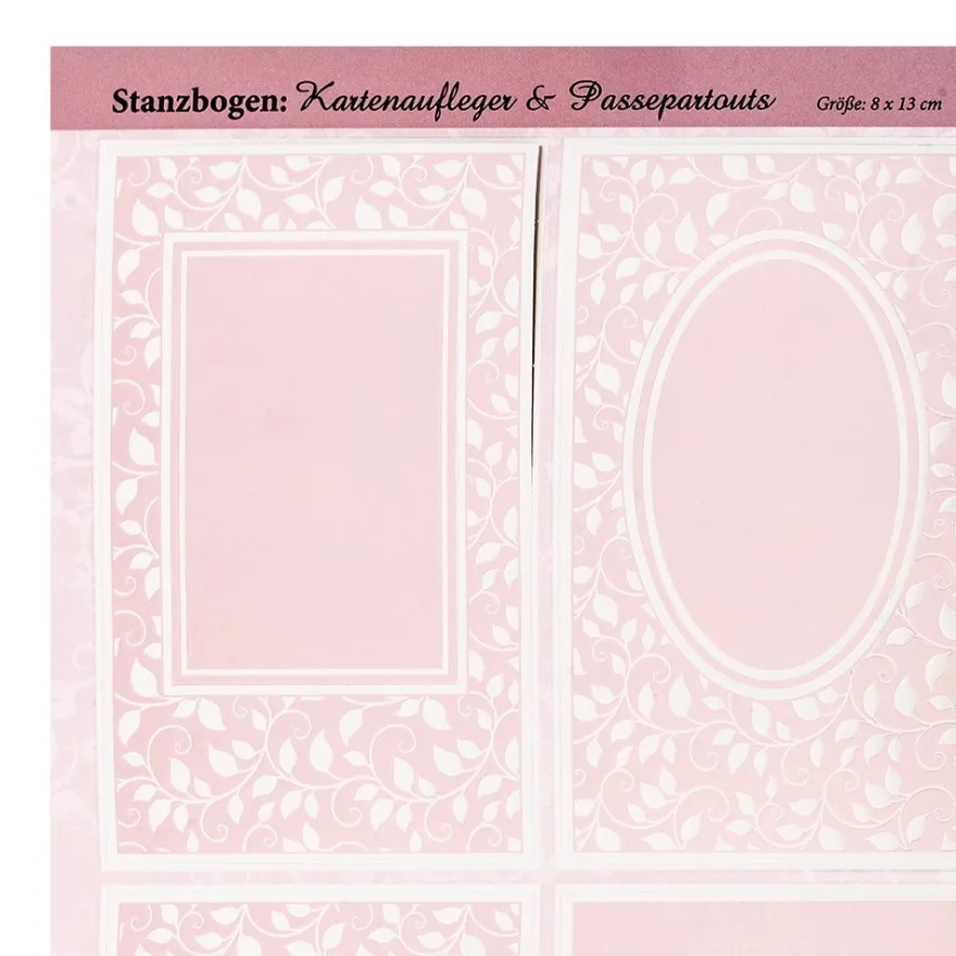Stanzbogen, Kartenaufleger & Passepartouts 1, DIN A4, Perlmuttveredelung & Prägung, 10 Stück
