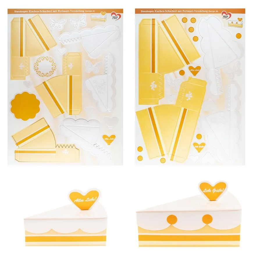 Stanzbogen, Kuchen-Schachteln, Design 4b & 4c, DIN A4, 10 Stück