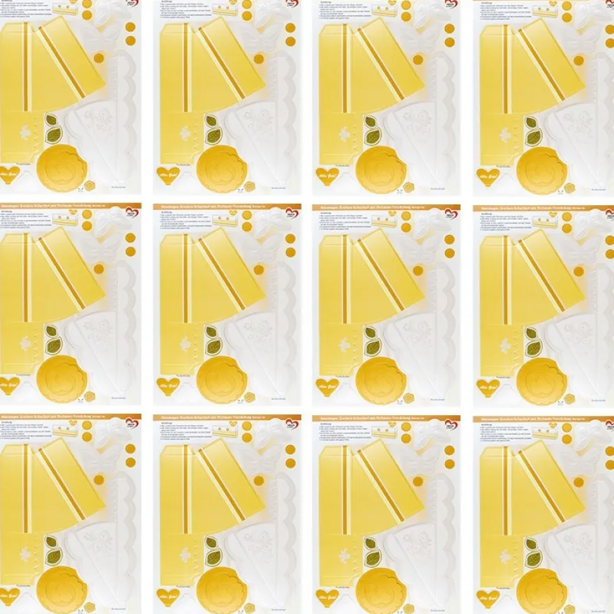 Stanzbogen, Kuchen-Schachteln, Design 4a, DIN A4, 12 Stück