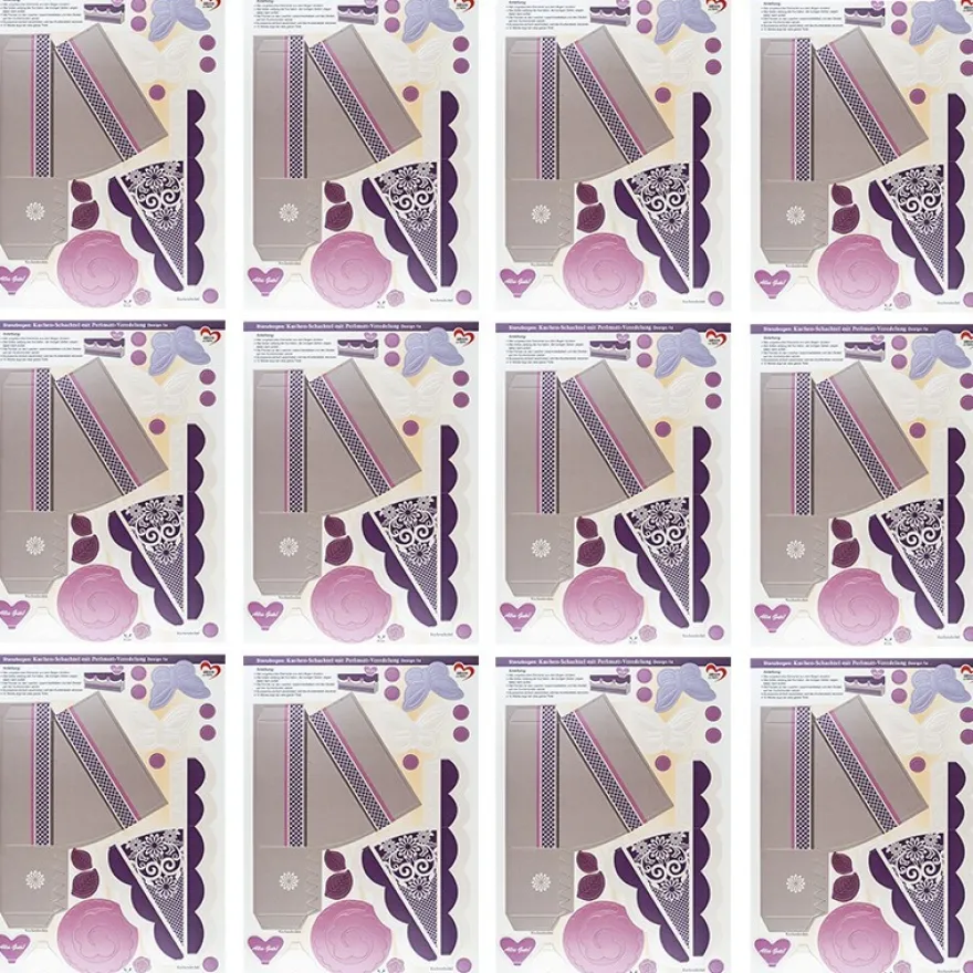 Stanzbogen, Kuchen-Schachteln, Design 1a, DIN A4, 12 Stück