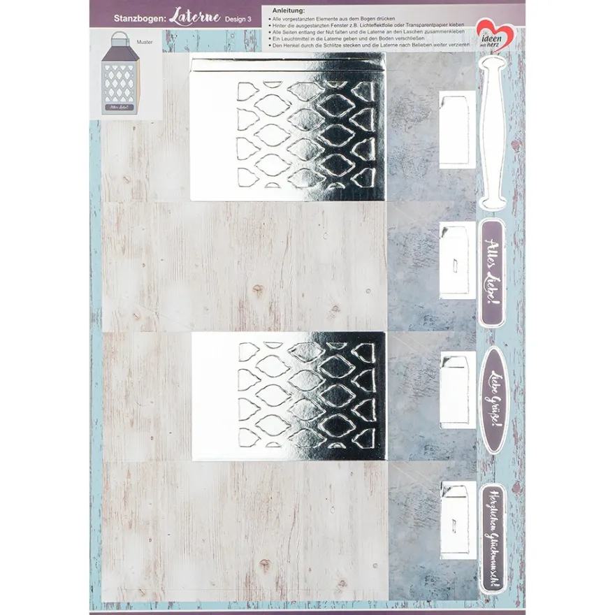 Stanzbogen, Laternen, DIN A4, 5 verschiedene Designs, 10 Stück