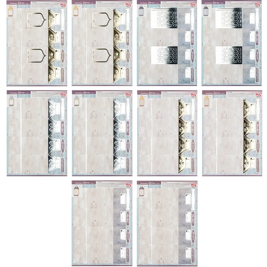 Stanzbogen, Laternen, DIN A4, 5 verschiedene Designs, 10 Stück