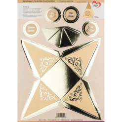 Stanzbogen, Pyramiden-Geschenkboxen, DIN A4, 5 verschiedene Designs, 10 Stück