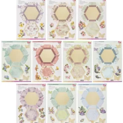 Stanzbogen, Sechseck-Schachteln Ostern, DIN A4, 10 verschiedene Designs, 10 Stück