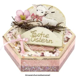 Stanzbogen, Sechseck-Schachteln Ostern, DIN A4, 10 verschiedene Designs, 10 Stück