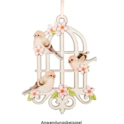 Stanzbogen, Vogelkäfig mit Vögeln und Blüten, DIN A4, 800g/m², 5 Farben, 5 Bogen