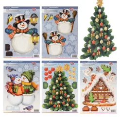 Stanzbogen, Wintermotive, DIN A4, 800g/m², 5 Farben, 5 Bogen