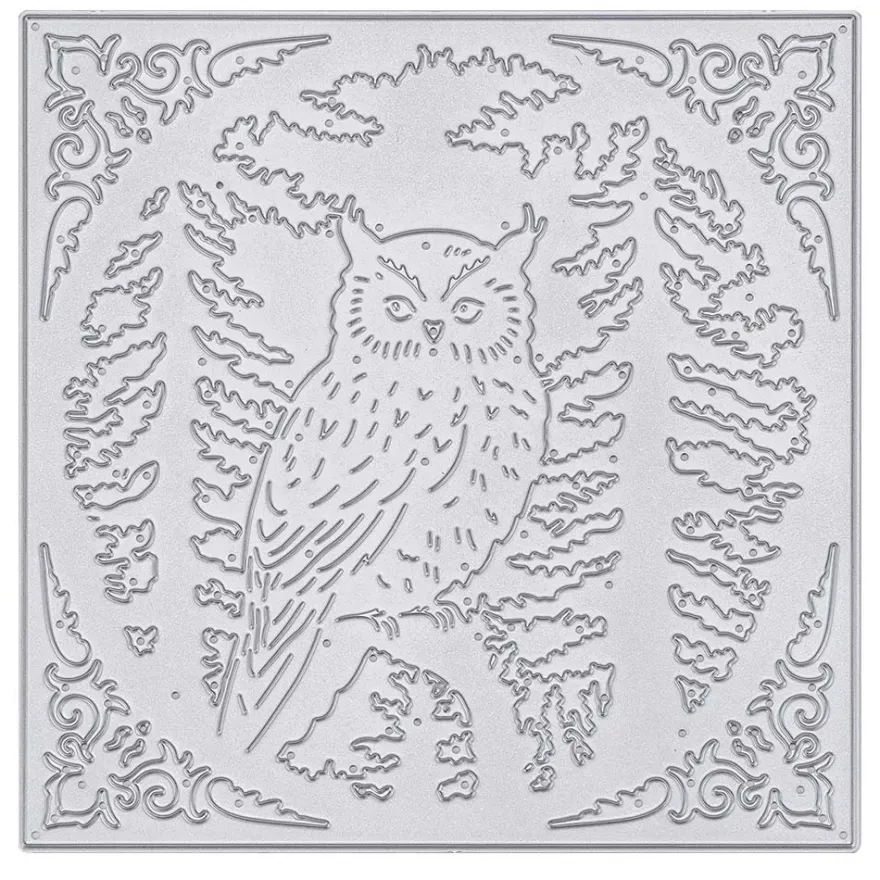 Stanzschablone, Eule im Wald, 14cm x 14cm, 1 Stück