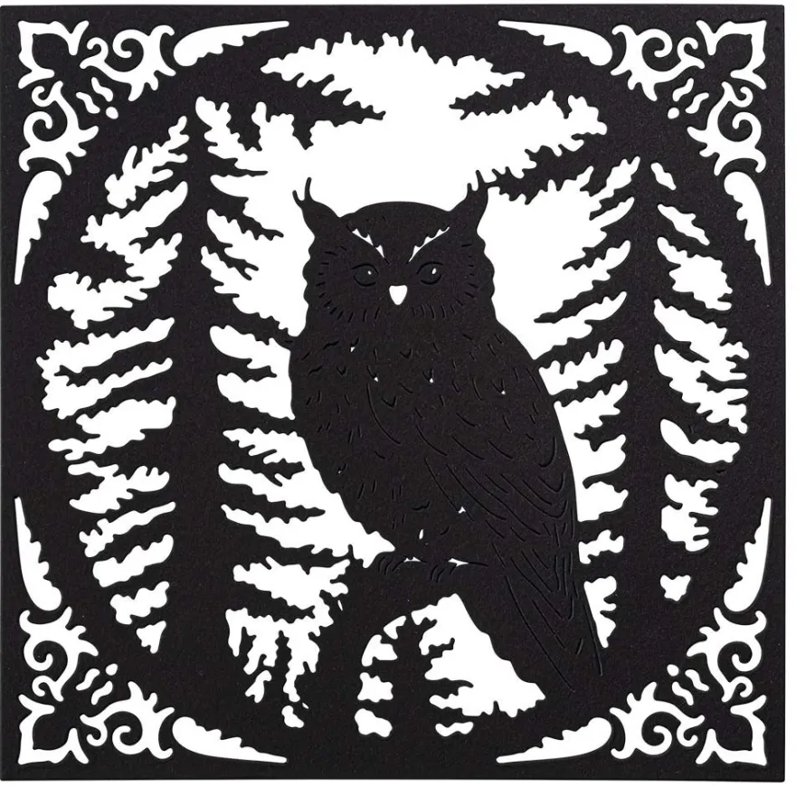 Stanzschablone, Eule im Wald, 14cm x 14cm, 1 Stück